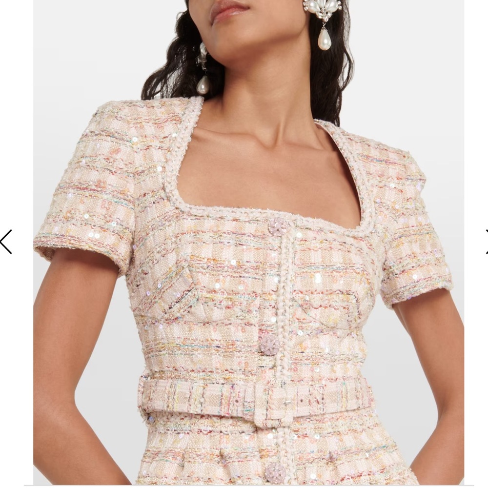 Self-Portrait Cream and Pink Mini Dress